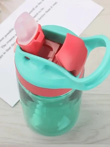 1只塑料480ml水瓶,現代拼色便攜飲用瓶,適用於戶外、返校補給品 - 藍色 - 查看 8