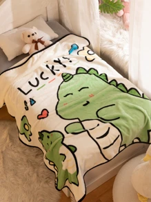 1 chiếc chăn trẻ em thiết kế hình khủng long hoạt hình - Nhiều màu - Xem 1