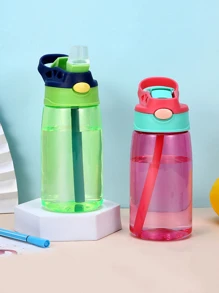 1只塑料480ml水瓶,現代拼色便攜飲用瓶,適用於戶外、返校補給品 - 藍色 - 查看 6