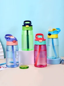 1只塑料480ml水瓶,現代拼色便攜飲用瓶,適用於戶外、返校補給品 - 藍色 - 查看 3