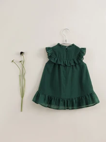 Jovem Garotas Ocasional Bainha Com Babado Vestido Sem Mangas Para Verão - Verde escuro - Ver 5