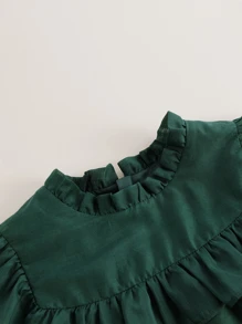 Jovem Garotas Ocasional Bainha Com Babado Vestido Sem Mangas Para Verão - Verde escuro - Ver 6