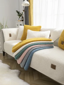 1入組加厚防滑沙發墊，現代風格沙發巾，防刮沙發套適用於L形沙發和1/2/3/4人座沙發 - 白色 - 查看 1