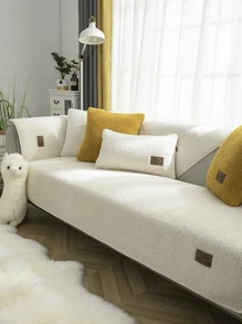 1入組加厚防滑沙發墊，現代風格沙發巾，防刮沙發套適用於L形沙發和1/2/3/4人座沙發 - 白色 - 查看 4