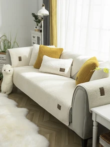 1入組加厚防滑沙發墊，現代風格沙發巾，防刮沙發套適用於L形沙發和1/2/3/4人座沙發 - 白色 - 查看 3