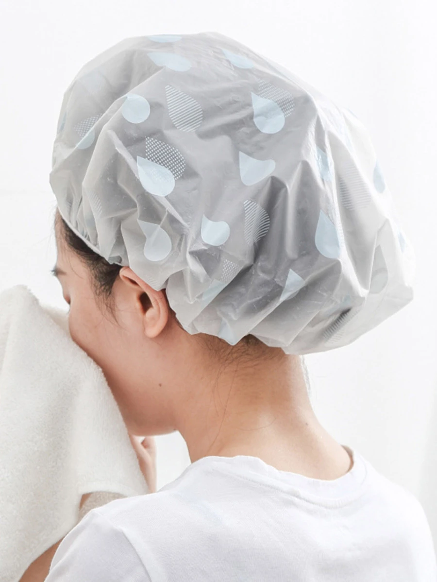 3pcs Polka Dot Pattern Waterproof Shower Cap Home Bathroom Decor Fall Decor Back To School - Multicolor - View 1