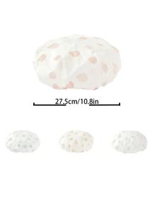 3pcs Polka Dot Pattern Waterproof Shower Cap Home Bathroom Decor Fall Decor Back To School - Multicolor - View 6