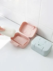 1pc Smiling Face Soap Box, Portable Soap Container, Cute Soap Case, Soap Holder For Dormitory Bathroom Home Bathroom Decor Fall Decor Back To School - Multicolor - View 4