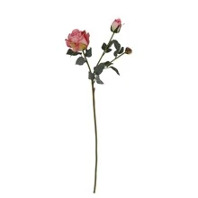 Hoa hồng nướng mô phỏng cao cấp, Hoa hồng nhân tạo Burnt Edge thực tế, Hoa giả hoa hồng Hy Lạp 3 đầu thân đơn cho trang trí nhà và đám cưới - Màu Hồng Tươi - Xem 6