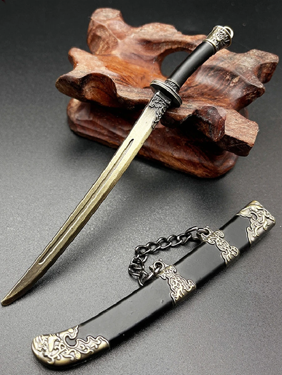 1 件微型古剑模型中国历史武器复制品带剑鞘吊坠/钥匙扣男士情人节钥匙链饰物别针 - 彩色 - 查看 1