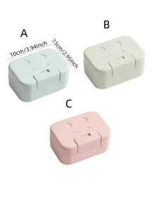 1pc Smiling Face Soap Box, Portable Soap Container, Cute Soap Case, Soap Holder For Dormitory Bathroom Home Bathroom Decor Fall Decor Back To School - Multicolor - View 2