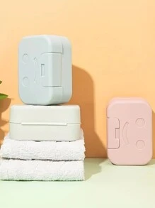 1pc Smiling Face Soap Box, Portable Soap Container, Cute Soap Case, Soap Holder For Dormitory Bathroom Home Bathroom Decor Fall Decor Back To School - Multicolor - View 10