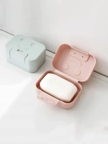 1pc Smiling Face Soap Box, Portable Soap Container, Cute Soap Case, Soap Holder For Dormitory Bathroom Home Bathroom Decor Fall Decor Back To School - Multicolor - View 9