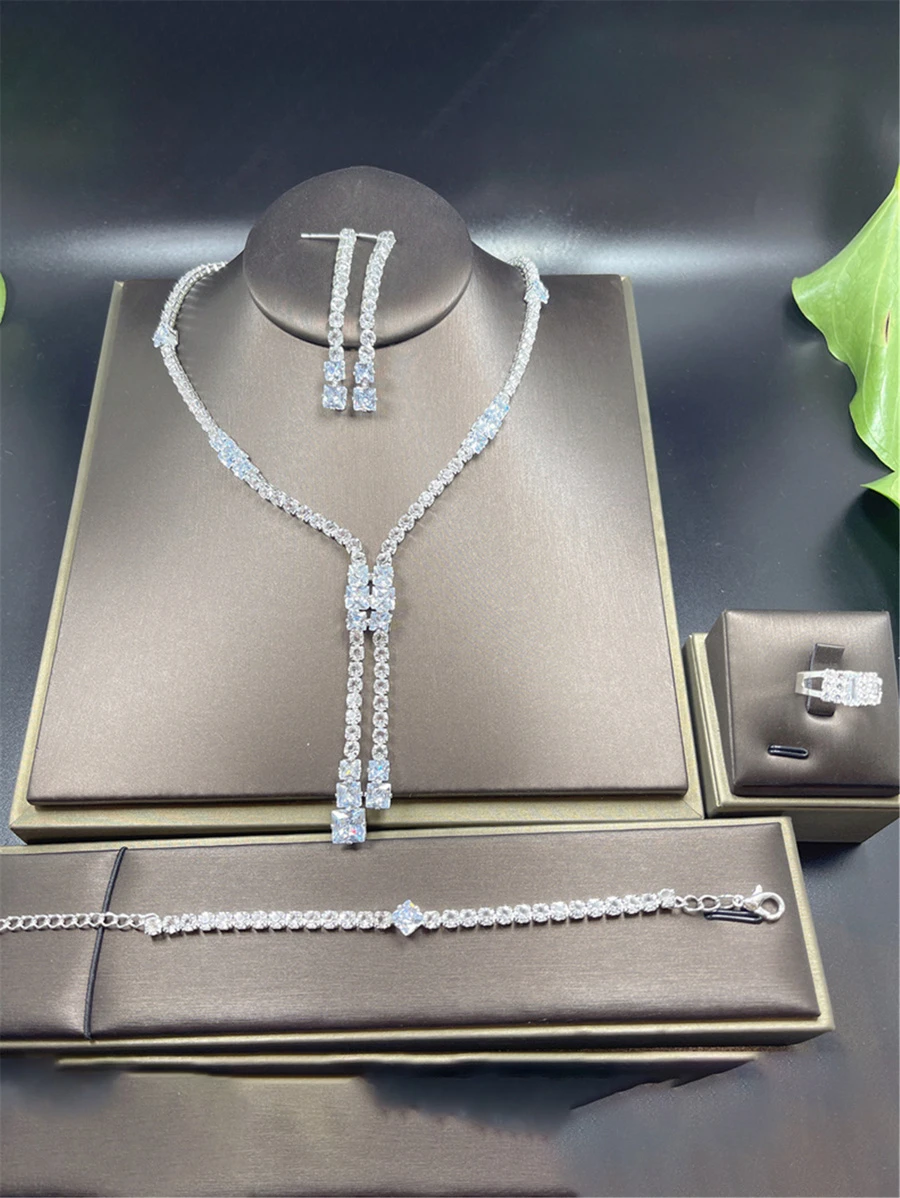 1 Bộ Của Tinh tế Hình học Khối Zirconia  Bộ vòng cổ Đối với Của phụ nữ Đầm Party Phụ kiện