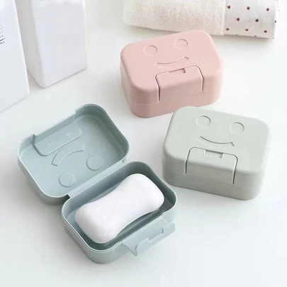 1pc Smiling Face Soap Box, Portable Soap Container, Cute Soap Case, Soap Holder For Dormitory Bathroom Home Bathroom Decor Fall Decor Back To School