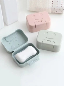 1pc Smiling Face Soap Box, Portable Soap Container, Cute Soap Case, Soap Holder For Dormitory Bathroom Home Bathroom Decor Fall Decor Back To School - Multicolor - View 1