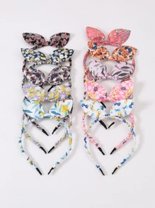 Chicas 10 piezas Diadema con oreja de conejo adorno - Multicolor - Ver 1