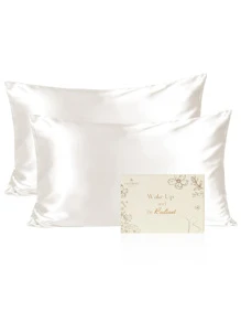 YANIBEST Satin Pillowcase for Hair and Skin Care 2 Pack - 白色 - 查看 3