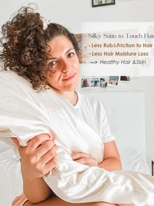 YANIBEST Satin Pillowcase for Hair and Skin Care 2 Pack - 白色 - 查看 4