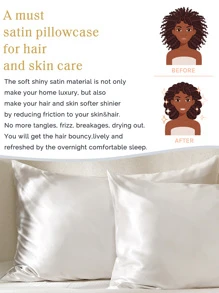 YANIBEST Satin Pillowcase for Hair and Skin Care 2 Pack - 白色 - 查看 6
