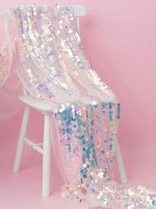 1pc Dreamy Mermaid Scale Colored Wedding Backdrop Curtain Photography Cloth,Christmas - Multicolor - View 9