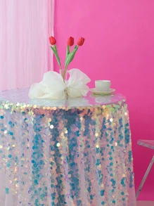 1pc Dreamy Mermaid Scale Colored Wedding Backdrop Curtain Photography Cloth,Christmas - Multicolor - View 7