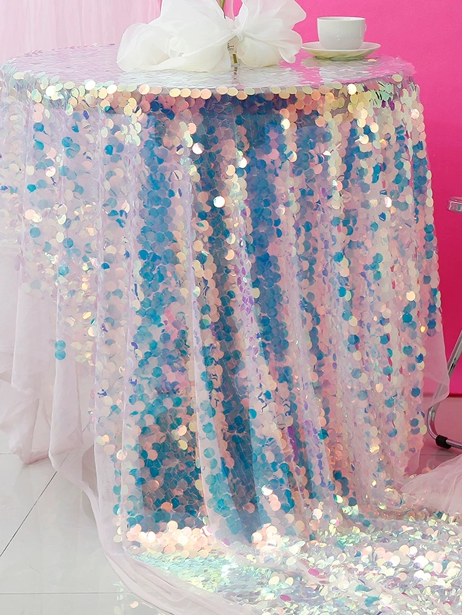 1pc Dreamy Mermaid Scale Colored Wedding Backdrop Curtain Photography Cloth,Christmas