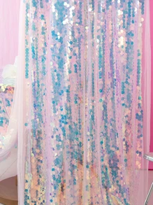 1pc Dreamy Mermaid Scale Colored Wedding Backdrop Curtain Photography Cloth,Christmas - Multicolor - View 5
