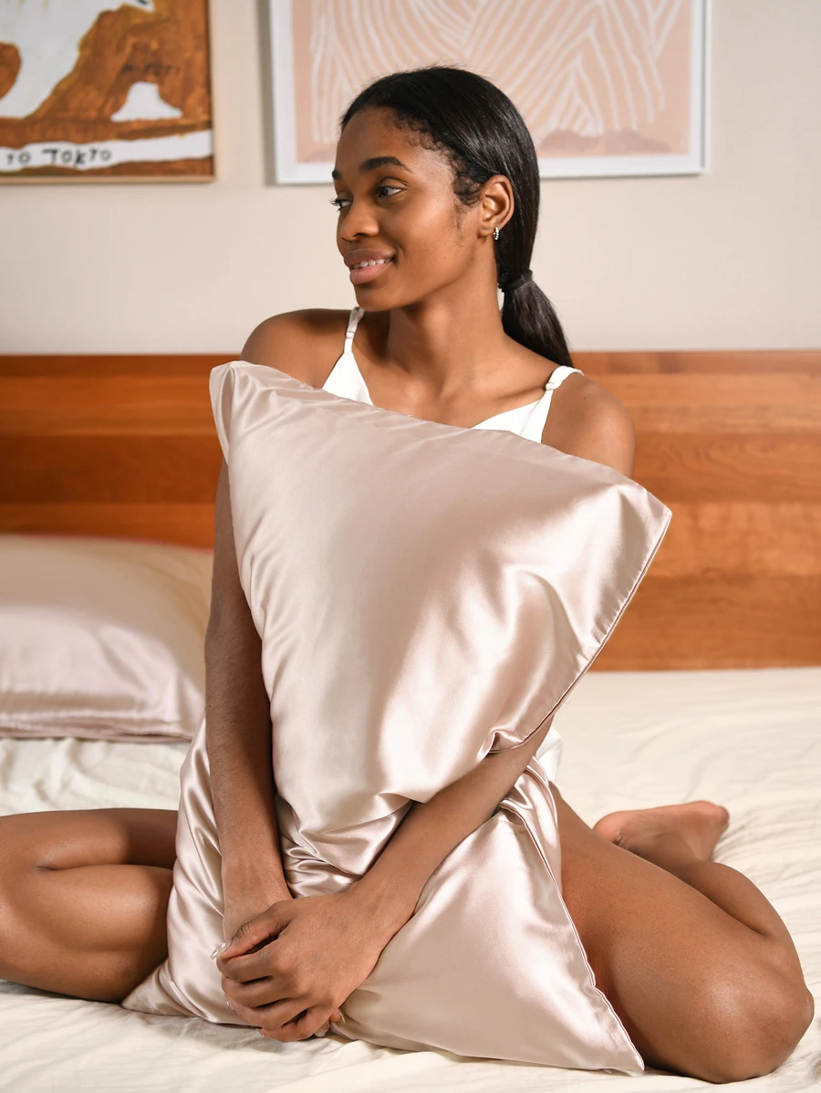 YANIBEST Satin Pillowcase for Hair and Skin Care 2 Pack - Rượu sâm banh - Xem 1