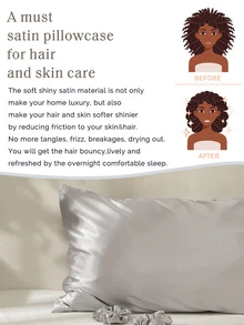 YANIBEST Satin Pillowcase for Hair and Skin Care 2 Pack - 銀色 - 查看 7