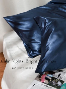 YANIBEST Satin Pillowcase for Hair and Skin Care 2 Pack - 藏蓝色 - 查看 2