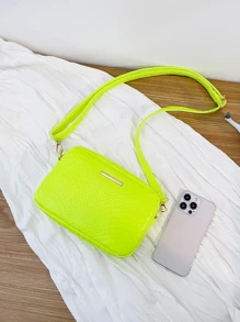 Túi vuông đeo chéo trang trí bằng kim loại đơn giản - Màu xanh chanh - Xem 2