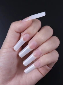 Thể hiện tình yêu của bạn với Bộ móng tay giả nửa hình vuông dài 500 chiếc - Màu be - Xem 3