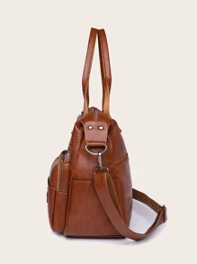 时尚纯色软皮女士单肩包，休闲简约大容量校园手提包日常通勤包，复古斜挎包大号流浪汉包工作手提包，女士邮差包多口袋挎包，适合节日礼物，复古风格女士复古包