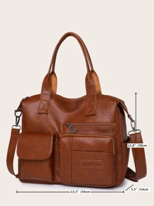 时尚纯色软皮女士单肩包，休闲简约大容量校园手提包日常通勤包，复古斜挎包大号流浪汉包工作手提包，女士邮差包多口袋挎包，适合节日礼物，复古风格女士复古包