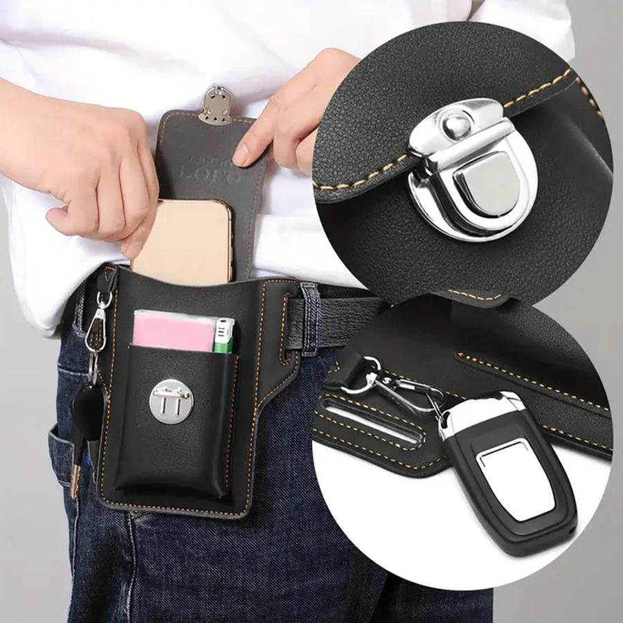 Hộp đựng thuốc lá bằng da chữ U tối giản - màu đen - Xem 1