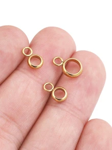 20 piezas de cuentas sueltas de acero inoxidable, clips para colgantes, anillos conectores para hacer pulseras y joyería DIY - Amarillo Oro - Ver 3