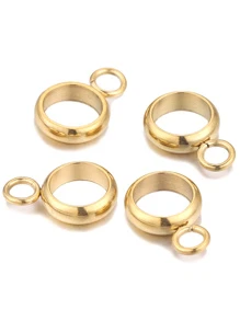 20 piezas de cuentas sueltas de acero inoxidable, clips para colgantes, anillos conectores para hacer pulseras y joyería DIY - Amarillo Oro - Ver 5