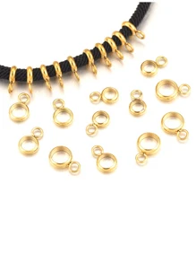 20 piezas de cuentas sueltas de acero inoxidable, clips para colgantes, anillos conectores para hacer pulseras y joyería DIY - Amarillo Oro - Ver 4