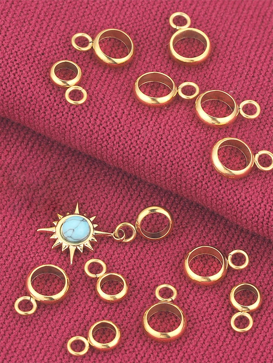 20 piezas de cuentas sueltas de acero inoxidable, clips para colgantes, anillos conectores para hacer pulseras y joyería DIY - Amarillo Oro - Ver 1