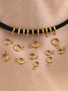 20 piezas de cuentas sueltas de acero inoxidable, clips para colgantes, anillos conectores para hacer pulseras y joyería DIY - Amarillo Oro - Ver 2