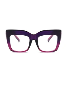1 Pair Thick Frame Extra Large Cat Eye Fashion Eyeglasses - Purple - View 2