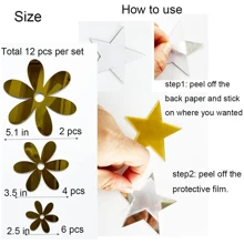 12 chiếc Gương Dán Tường Hình Hoa Bạc, Đề Can Gương Trang Trí DIY cho Phòng Ngủ Gia Đình - Bạc - Xem 2