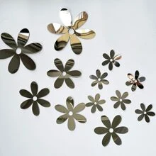 12 chiếc Gương Dán Tường Hình Hoa Bạc, Đề Can Gương Trang Trí DIY cho Phòng Ngủ Gia Đình - Bạc - Xem 1