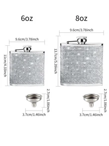 1pc Stainless Steel Hip Flask, Rhinestone Decor Liquor Hip Flask For Restaurant - Silver - View 2