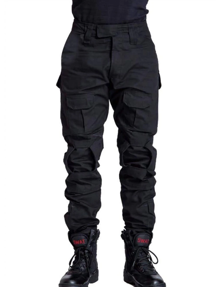 TRGPSG Men's Tactical Pants Casual Camouflage Multi-Pocket Cargo Work Pants - Black - View 1