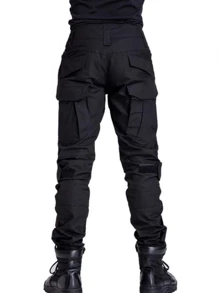 TRGPSG Men's Tactical Pants Casual Camouflage Multi-Pocket Cargo Work Pants - Black - View 2