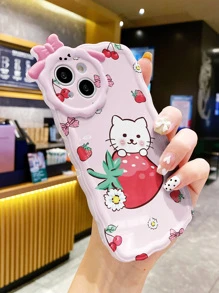 Summer Cartoon Cat Print Phone Case - Multicolor - View 2