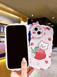 Summer Cartoon Cat Print Phone Case - Multicolor - View 4
