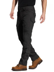 TRGPSG Men's Tactical Pants Casual Camouflage Multi-Pocket Cargo Work Pants - Black - View 3